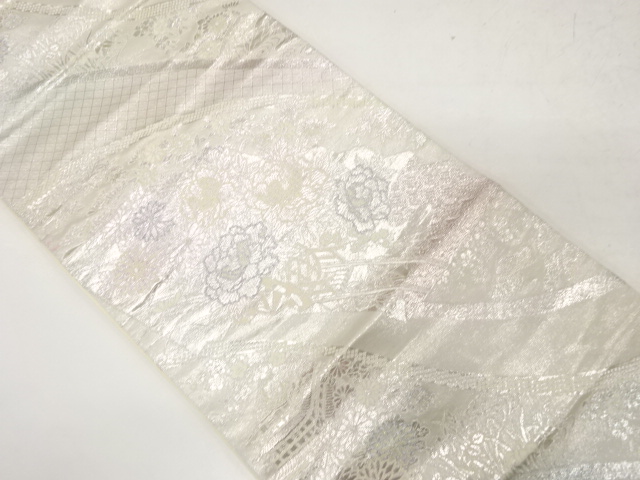 花車に屋敷風景模様織り出し袋帯